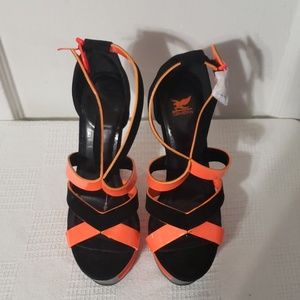 Black & Neon Orange Shoes